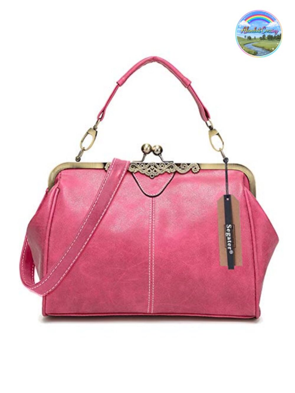 Vintage Small Retro Kiss Lock Crossbody Messenger Bag Tote PU Leather